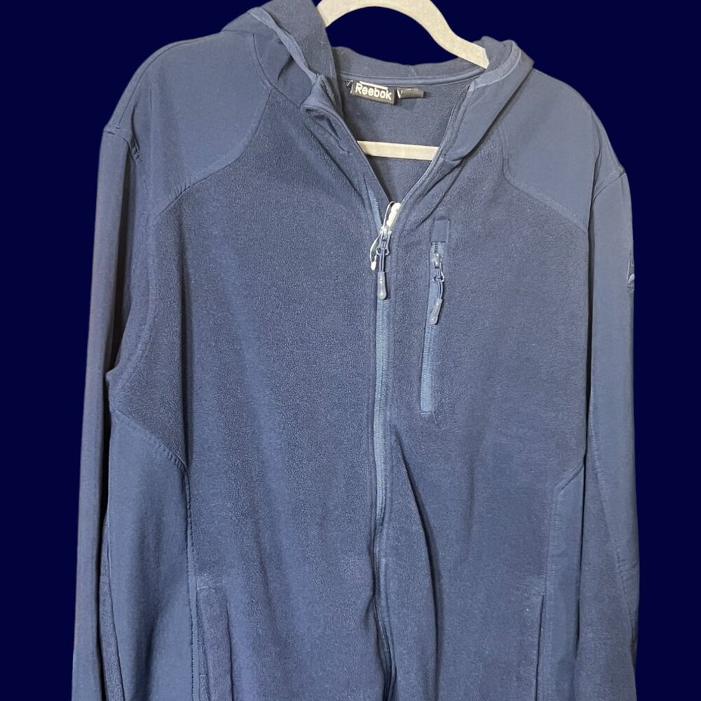 Reebok Soft Blue Full-Zip Hoodie with Side Pockets Sz XL